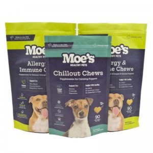 Mukautettu suunnittelupakkaus vetoketjullinen pussin muovipussit Logo lemmikkieläinten välipala koiranhoitopussi lemmikkieläinruokapussi pakkaus