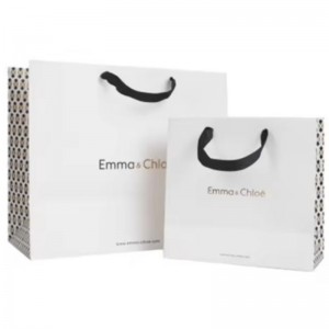 Painettu ylellinen pieni kierrätetyt ostoskassin lahjapaperipussit, joissa on yrityksennimi korupakkauksille kahvalla