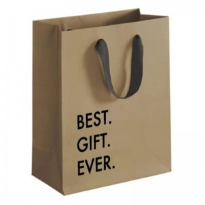 Biohajoavat uudelleenkäytettävät mukautetut suunnittelun logo painettu ruskea Kraft Craft Boutique Paper ostoskassatnauhankahvalla