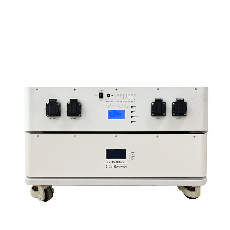 Pinottava energiakodin varastointi 10 kWh akun litium -akun varastointi 51,2 V 190a 6000W:n invertterillä