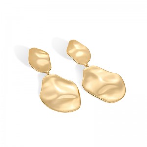 Hongde 14K kullatut 925 sterlinghopeat pylväät Teardrop Statement Dangle korvakorut