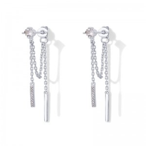 Hongde 18K kullattu 925 sterlinghopea riippuvat ketjunastat Cubic Zirkonia Ball Threader Earscapes korvakorut