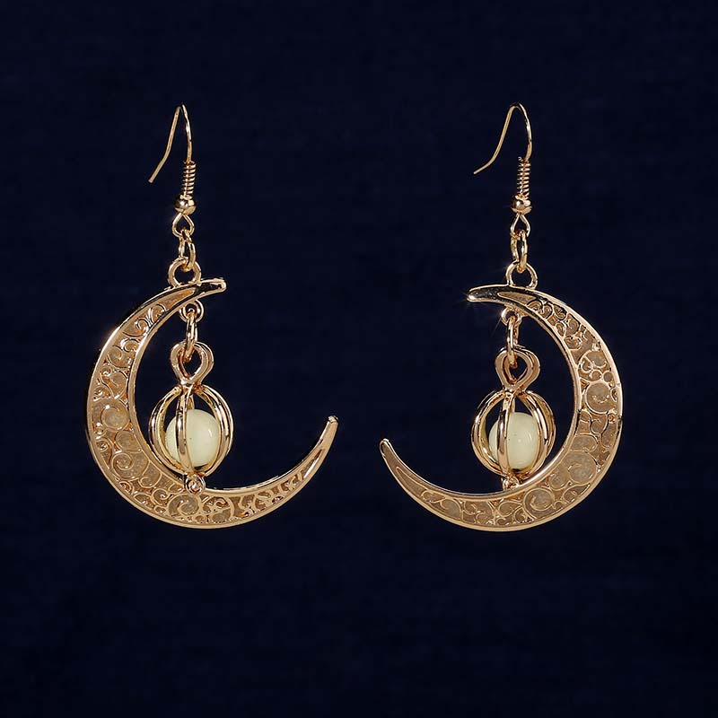 Hongde Glow in The Dark Silver Crescent Moon korvakorut