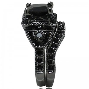 Hongde Black Onyx Princess Cut Anniversary Wedding Bridal Ring Diamondnaiselle miehelle