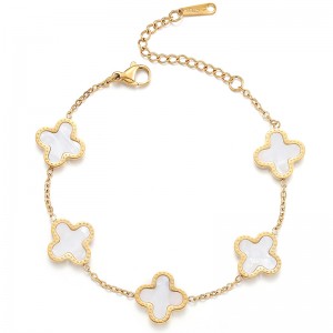 Hongde 18K kultaa-Pintatut miehet\\\'s ja Naiset\\\'s Four Leaf Clover Lucky Rannekoru