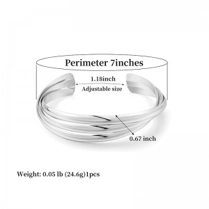 Hongde Classic yksinkertainen multi-kerros hopeaa-kullattu avoin rannekoru