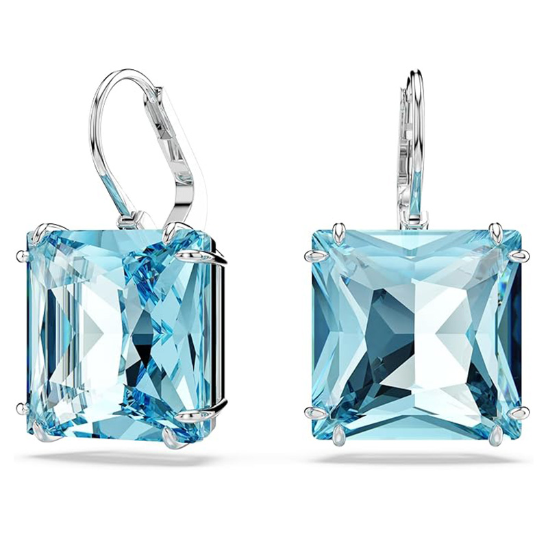 Ocean Blue Crystal Neliömäiset Korvakorut Swarovski Millenia korvakorut, Neliömäinen kristalli, Sininen, Rodiumpinnoitettu