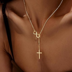Eternal Faith ja Infinite Grace -kaulakoru ajattomalla ristin charmilla