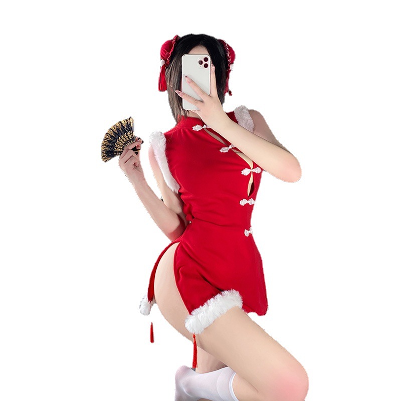 Uusi-tyyli cheongsam, seksikäs pupu tyttö cosplay univormu, Internet - Julkkisarja, houkutteleva kani - Naisten teemat uudenvuoden asut, suorituskyvyn kuluminen 330 hintaa:$112,99