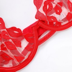 Seksikäs alusvaatteet - ultra-Ohut, punaisella huulikirjonnalla ja pitsillä. Se\\Suurille rinnoille asetettu rintaliivit, jotka saavatnenäyttämään pienemmiltä ja estää W7229 -hinnan: Hinta:$219,99